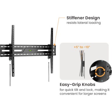 Powertech PT-1368 Βάση Τηλεόρασης Τοίχου έως 100" και 75kg Ασημί