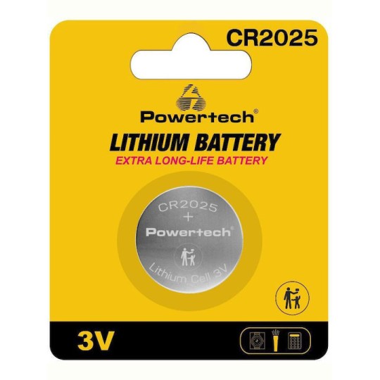 POWERTECH PT-1211 Μπαταρία Λιθίου CR2025, 3V, 1τμχ