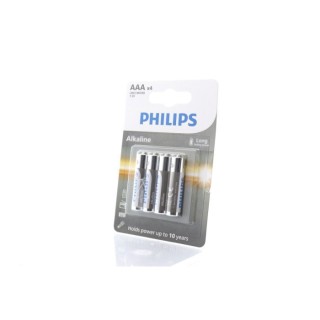 Philips 4 Pack Alkaline Batteries AAA Long Lasting Power 1.5V LR03A4B/GRS