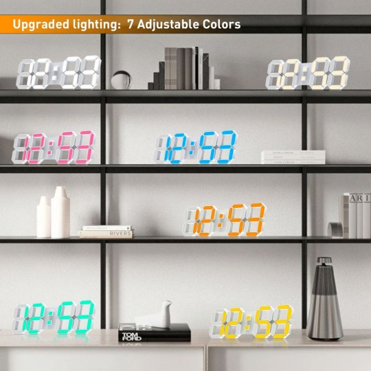 EDUP EH-LED1319 3D LED Wall Clock 9.5? Remote Control Digital Nightlight