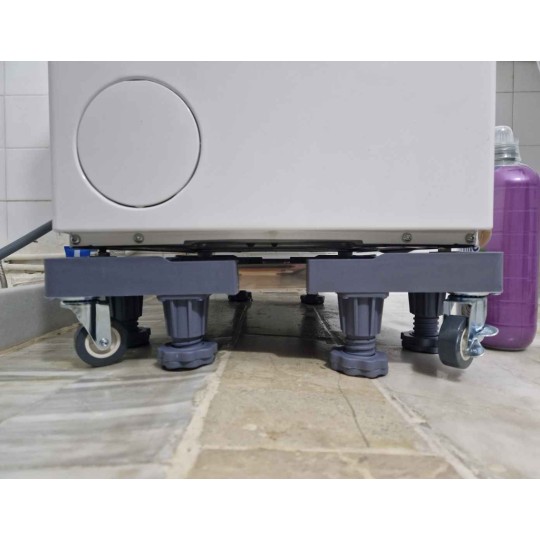 HOME USE HUH-0271 Βάση Λευκών Συσκευών με ρόδες, Ρυθμιζόμενη 42-68cm έως 400kg Γκρι