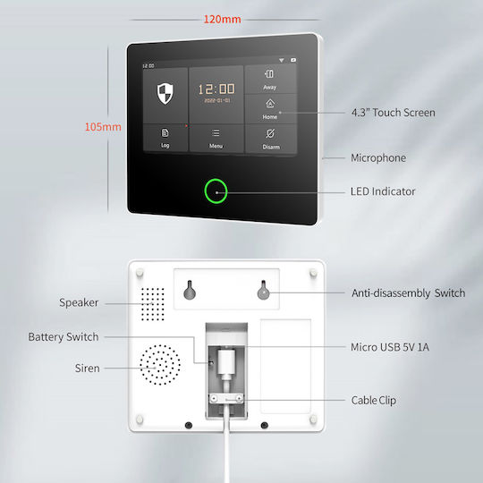 POWERTECH PT-1125 Ασύρματο Σύστημα Συναγερμού , αφής, Wi-Fi, 2G, TUYA