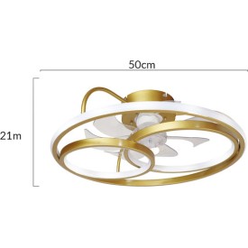 Powertech Smart Ανεμιστήρας Οροφής Hll-0178 Led Φως 50w Φ50x21cm Χρυσός