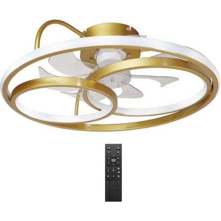 Powertech Smart Ανεμιστήρας Οροφής Hll-0178 Led Φως 50w Φ50x21cm Χρυσός