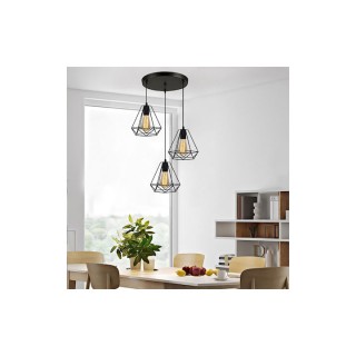 Powertech HLL-0004 Κρεμαστό Φωτιστικό Μαύρο Πλέγμα με Ντουί E27 20x20εκ.