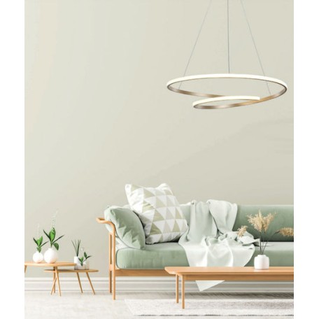 POWERTECH HLL-0155 LED Φωτιστικό Οροφής , 25W, 4000K, Φ40cm, 1m, Χρυσό