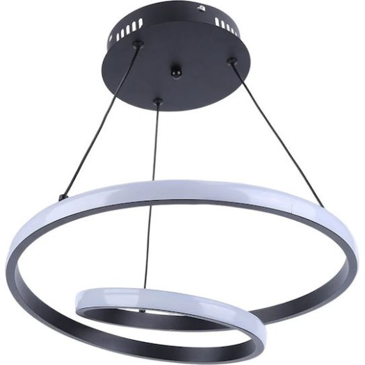 POWERTECH HLL-0154 LED Φωτιστικό Οροφής , 25W, 4000K, Φ40cm, 1m, Μαύρο