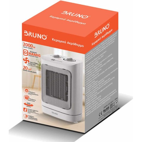 Bruno BRN-0255 Κεραμικό Αερόθερμο Δωματίου Δαπέδου Λευκό 2000W