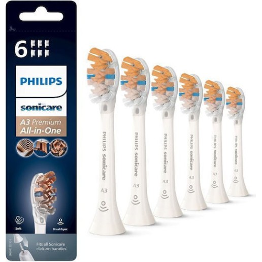 Philips Sonicare A3 Premium Replacement Electric Toothbrush Head – Pack of 6 (HX9096/10)