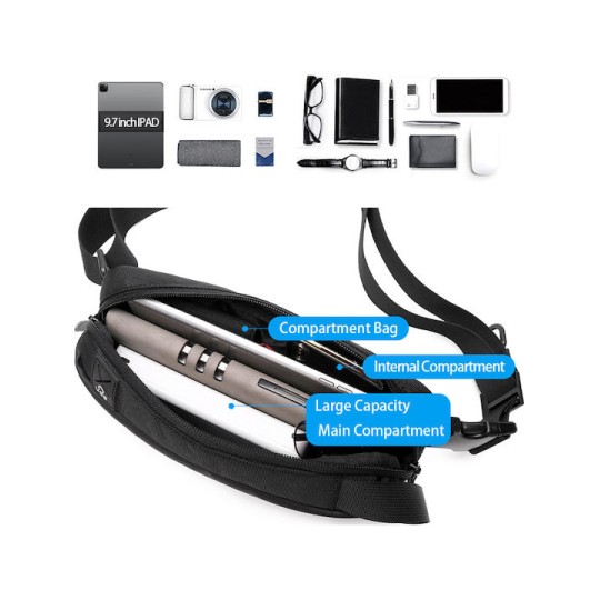 GOLDEN WOLF GXB00131 Τσάντα Μέσης Αδιάβροχη Μαύρη