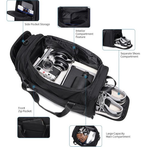 ARCTIC HUNTER LX00021 Τσάντα Ταξιδίου, Πτυσσόμενη, 30L, Μαύρη