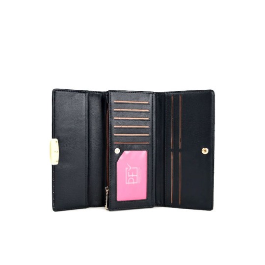 ROXXANI LBAG-0016 Μεγάλο Γυναικείο Πορτοφόλι Μα΄ύρο