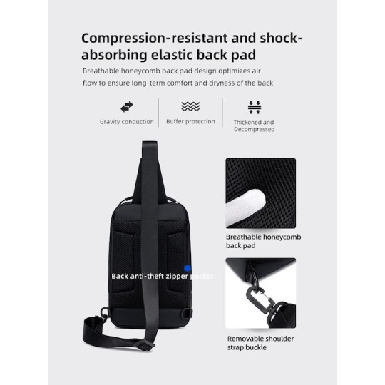 GOLDEN WOLF GXB00725 Τσάντα Crossbody 4L, Μαύρη