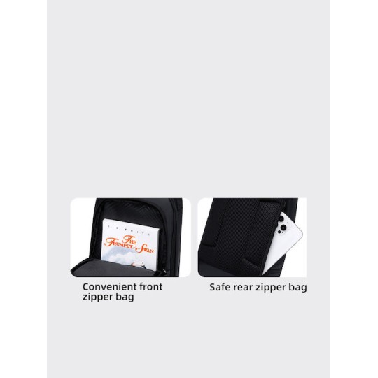 GOLDEN WOLF GXB00725 Τσάντα Crossbody 4L, Μαύρη