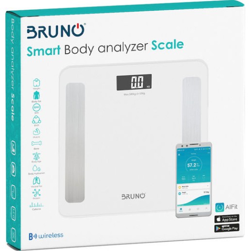 BRUNO BRN-0058 Smart Ψηφιακή Ζυγαριά με Λιπομετρητή Λευκή