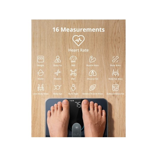 Anker Eufy Έξυπνη Ζυγαριά Wi-Fi Bluetooth Smart Scale P2 Pro Μαύρο T9149111
