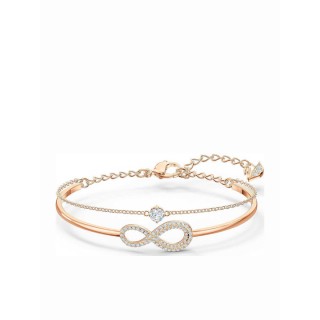 Swarovski Infinity Bangle, Infinity, White, Rose-gold Tone Plated 5518871