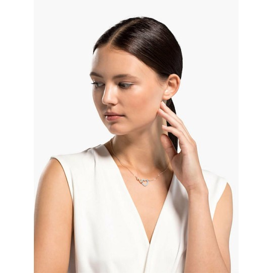 Swarovski Infinity Heart Necklace, White, Mixed Metal Finish 5518865 Επιχρυσωμένο με Ροζ Χρυσό