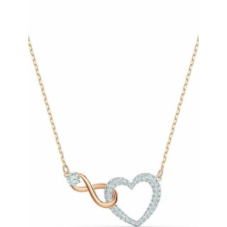 Swarovski Infinity Heart Necklace, White, Mixed Metal Finish 5518865 Επιχρυσωμένο με Ροζ Χρυσό
