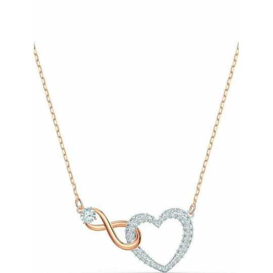 Swarovski Infinity Heart Necklace, White, Mixed Metal Finish 5518865 Επιχρυσωμένο με Ροζ Χρυσό