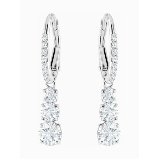 Swarovski Attract Trilogy Round Pierced Earrings, White, Rhodium Plating 5416155 Επιροδιομένο