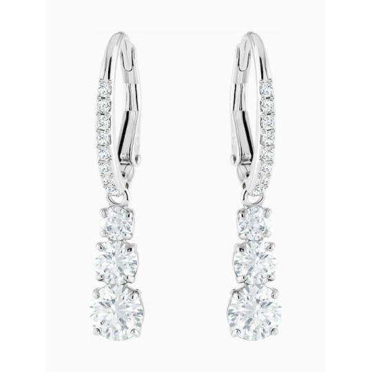 Swarovski Attract Trilogy Round Pierced Earrings, White, Rhodium Plating 5416155 Επιροδιομένο