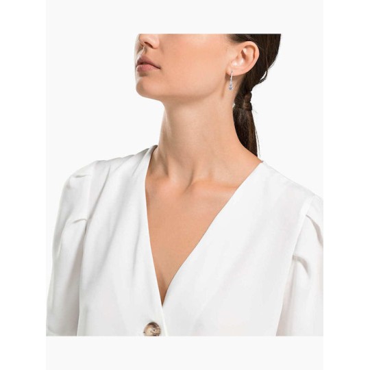 Swarovski Attract Trilogy Round Pierced Earrings, White, Rhodium Plating 5416155 Επιροδιομένο