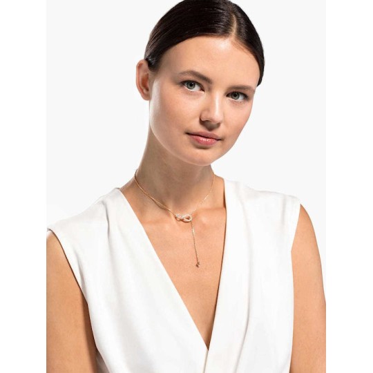 Swarovski Infinity Y Necklace, White, Rose-gold Tone Plated 5521346