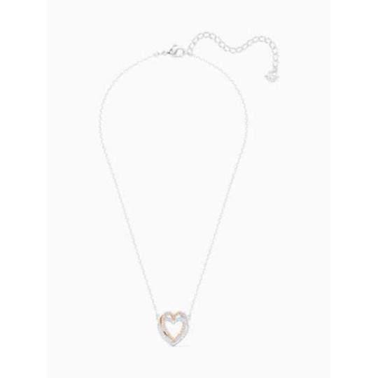 Swarovski Infinity Necklace, Double Heart, White, Mixed Metal Finish 5518868