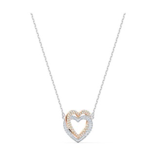 Swarovski Infinity Necklace, Double Heart, White, Mixed Metal Finish 5518868