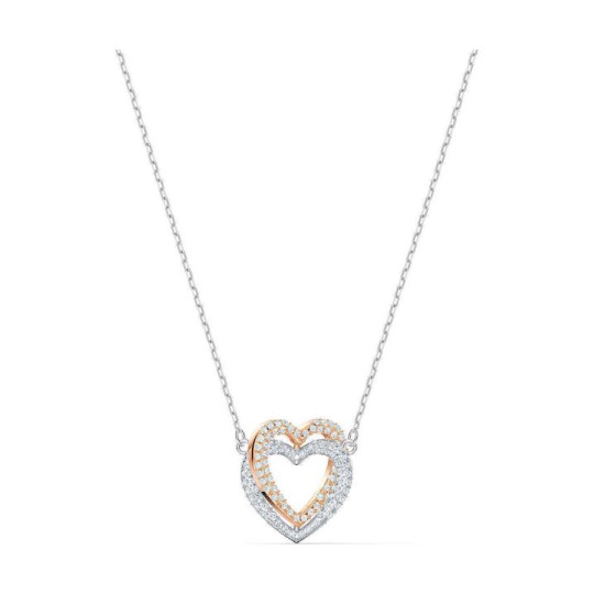 Swarovski Infinity Necklace, Double Heart, White, Mixed Metal Finish 5518868