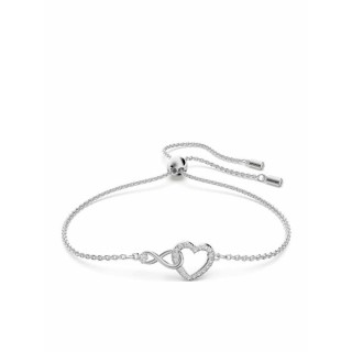 Swarovski Infinity Heart Bracelet, White, Rhodium plated 5524421
