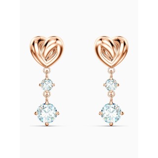 Swarovski Lifelong Heart Pierced Earrings, White, Rose-gold tone plated 5517942