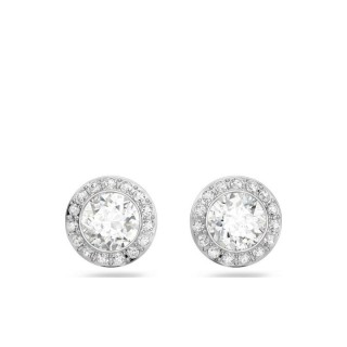 Swarovski Angelic Stud Pierced Earrings, Round, White, Rhodium plated 1081942 Επιροδιομένο