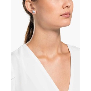 Swarovski Angelic Stud Pierced Earrings, Round, White, Rhodium plated 1081942 Επιροδιομένο