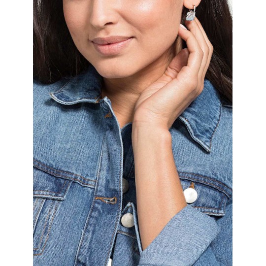 Swarovski Iconic Swan pierced earrings, Swan, Blue, Rhodium plated 5512577 Επιροδιομένο Swarovski Iconic Swan pierced earrings, Swan, Blue, Rhodium plated 5512577 Επιροδιομένο
