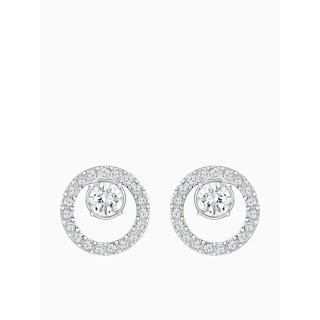 Swarovski Creativity Circle Pierced Earrings, Small, White, Rhodium Plating 5201707
