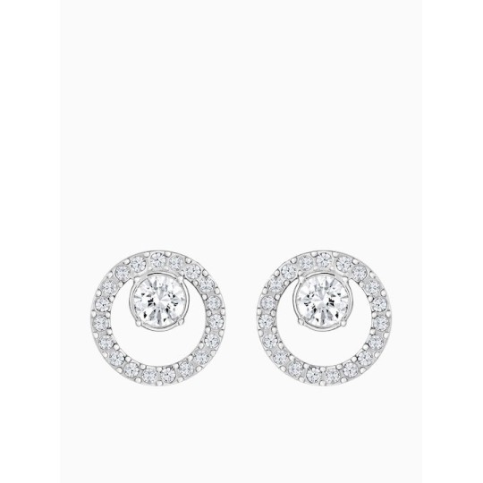 Swarovski Creativity Circle Pierced Earrings, Small, White, Rhodium Plating 5201707