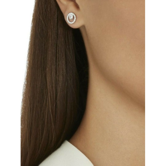 Swarovski Creativity Circle Pierced Earrings, Small, White, Rhodium Plating 5201707
