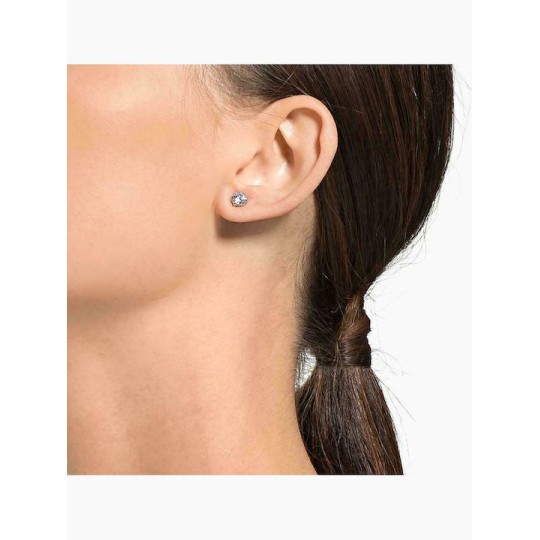 Swarovski Attract Round Pierced Earrings, White, Rhodium plating 5408436