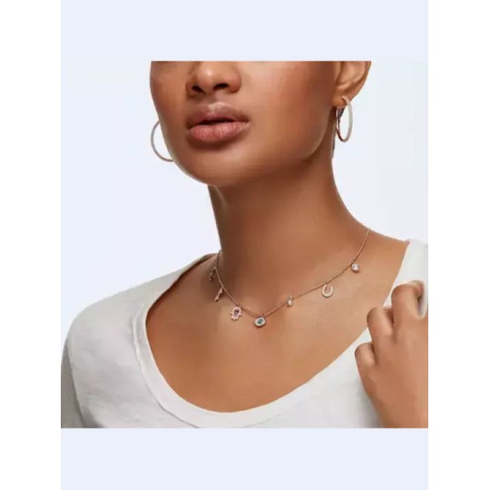 Swarovski Stone Hoop Pink Rose-Gold Tone Plated 5383938