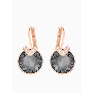 Swarovski Bella V pierced earrings, Round, Gray, Rose gold-tone plated 5299317