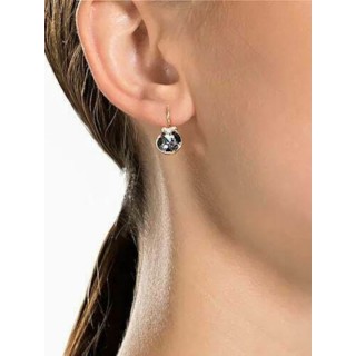 Swarovski Bella V pierced earrings, Round, Gray, Rose gold-tone plated 5299317