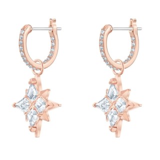 Swarovski Γυναικεία Σκουλαρίκια Κρεμαστά Με Πέτρες Symbolic Star Hoop Επιχρυσωμένα 5494337
