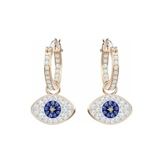Swarovski Symbolic hoop earrings Evil eye, Blue, Rose gold-tone plated 5425857