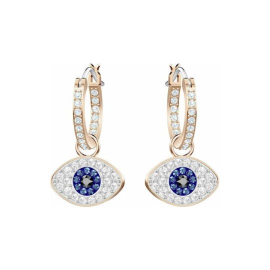Swarovski Symbolic hoop earrings Evil eye, Blue, Rose gold-tone plated 5425857