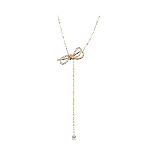 Swarovski Lifelong Bow Rose Gold Tone Y Shaped with Clear Crystal 5447082