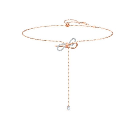 Swarovski Lifelong Bow Rose Gold Tone Y Shaped with Clear Crystal 5447082