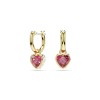 Swarovski Chroma Pierced Earrings Mini Hoop Drop Heart Gold Shiny Red 5684760