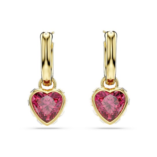 Swarovski Chroma Pierced Earrings Mini Hoop Drop Heart Gold Shiny Red 5684760 Swarovski Chroma Pierced Earrings Mini Hoop Drop Heart Gold Shiny Red 5684760